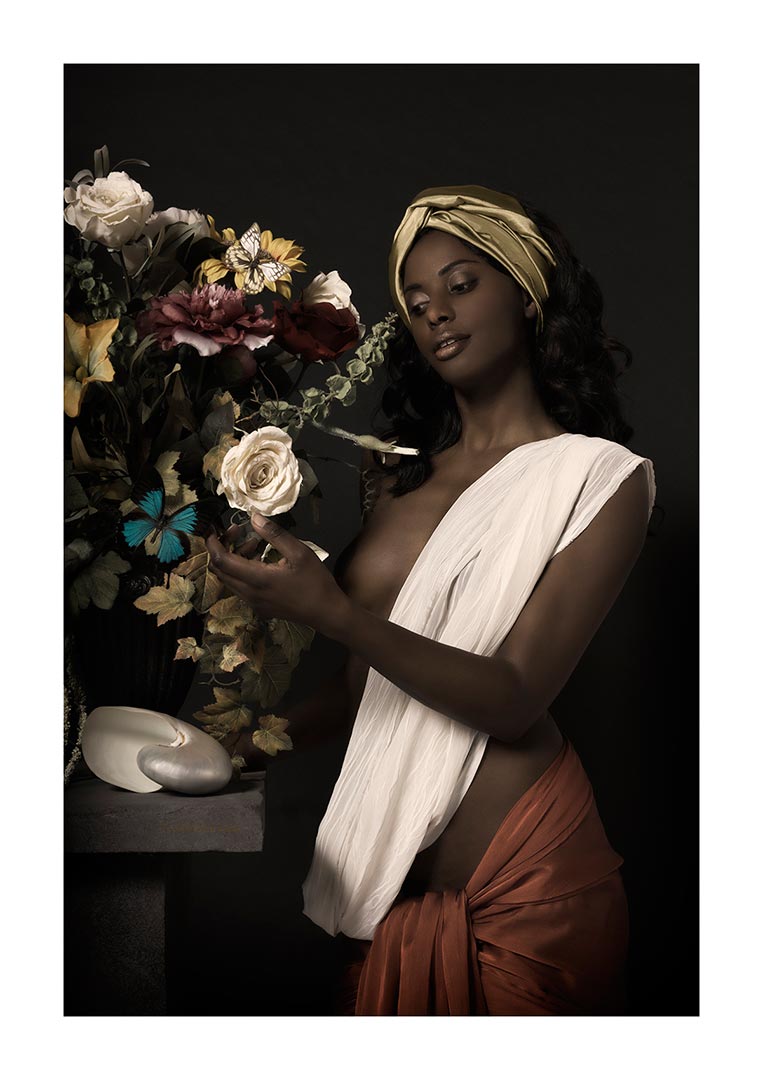 Black woman with flowers